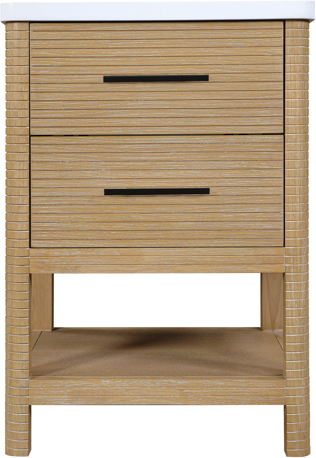 Oakwell 24in Natural Engineered Stone And Solid Wood Bathroom Vanity