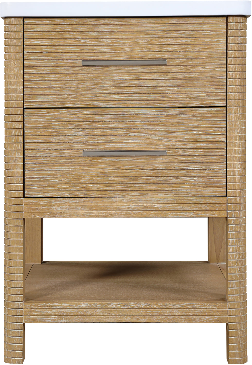 Oakwell 24in Natural Engineered Stone And Solid Wood Bathroom Vanity