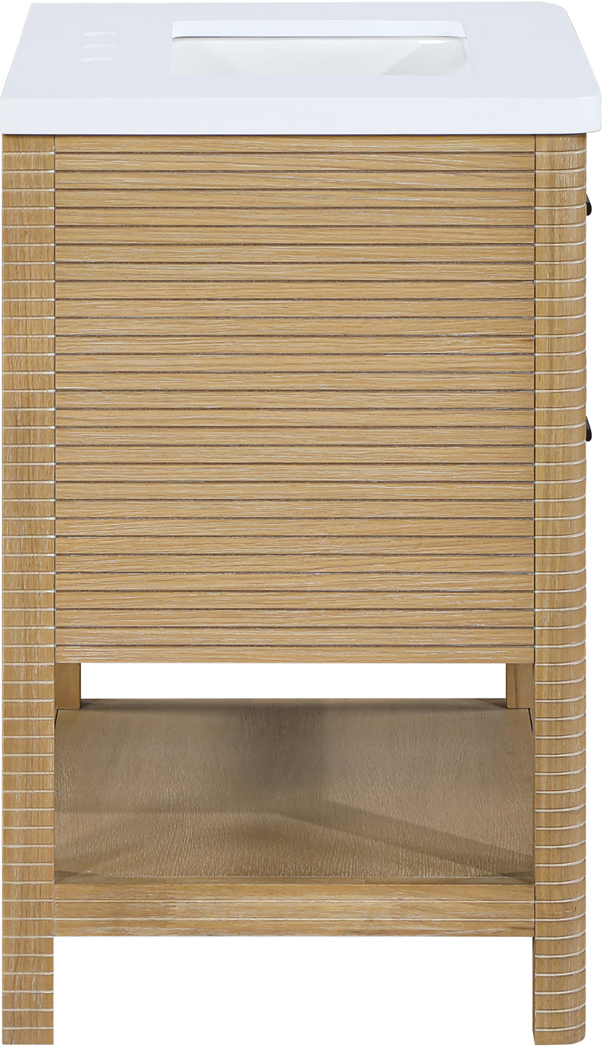 Oakwell 30in Natural Engineered Stone And Solid Wood Bathroom Vanity