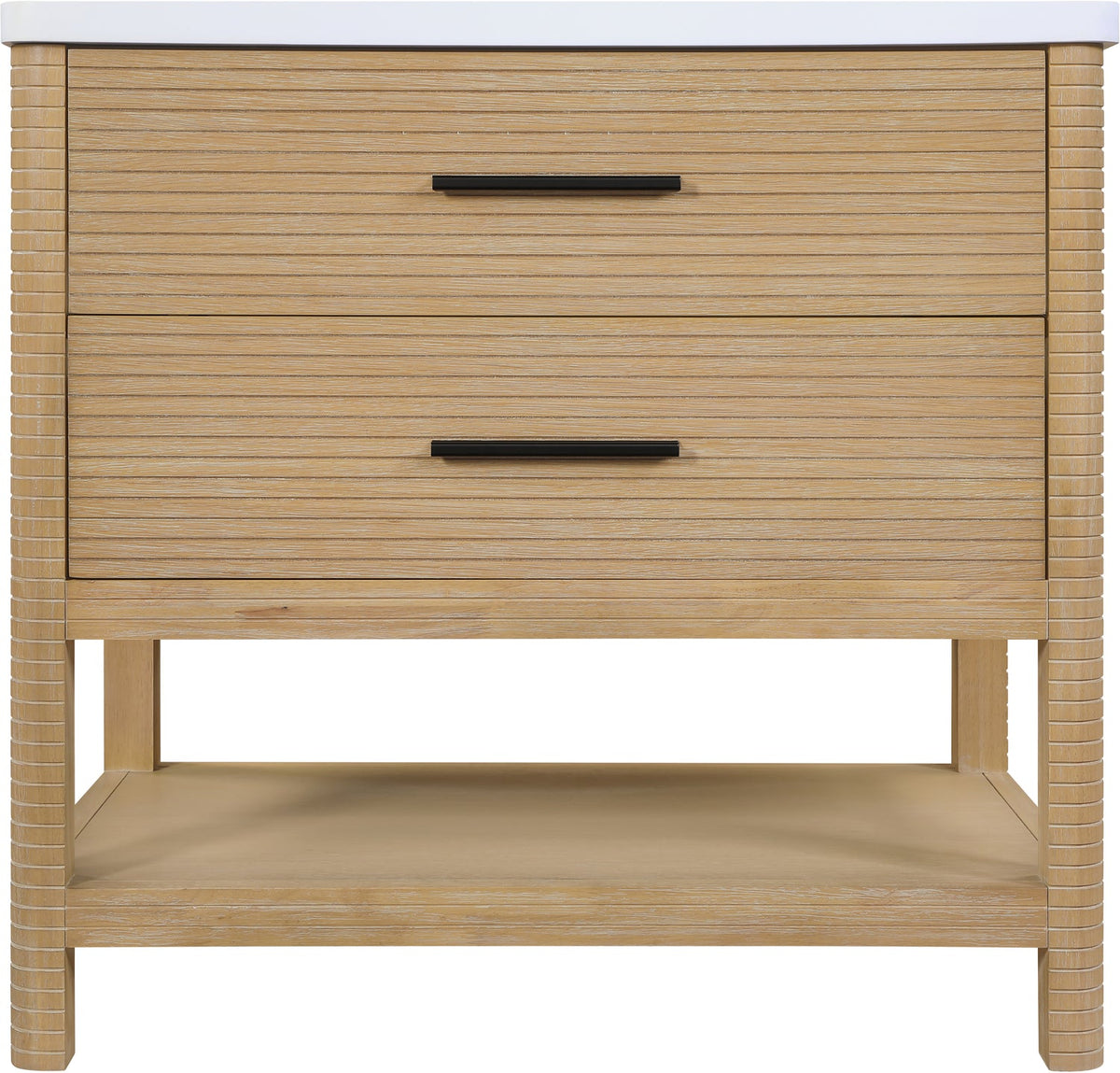 Oakwell 36in Natural Engineered Stone And Solid Wood Bathroom Vanity