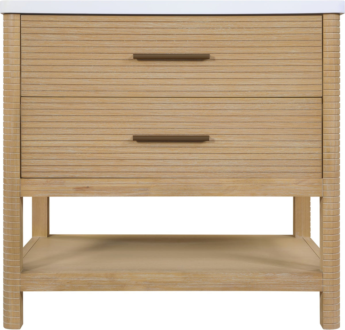 Oakwell 36in Natural Engineered Stone And Solid Wood Bathroom Vanity