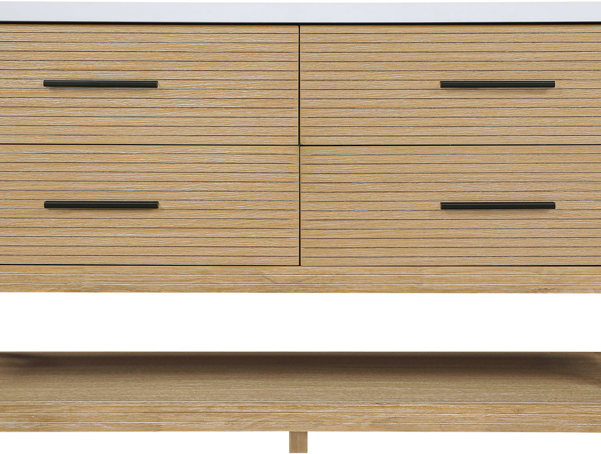 Oakwell 60in Natural Engineered Stone And Solid Wood Bathroom Vanity
