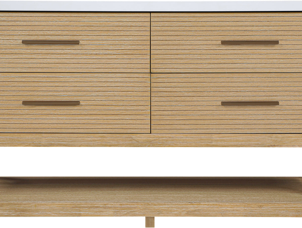 Oakwell 60in Natural Engineered Stone And Solid Wood Bathroom Vanity