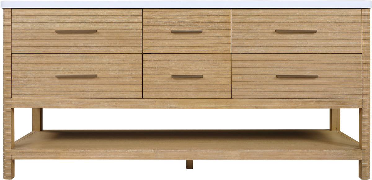 Oakwell 72in Natural Engineered Stone And Solid Wood Bathroom Vanity