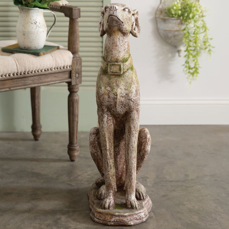 Mossy Greyhound Garden Sculpture