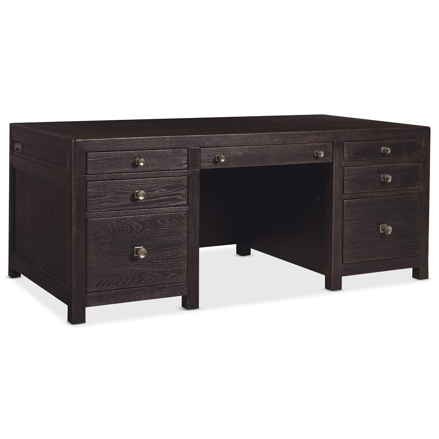 Close-up detail of the Driftwood Burnt Timber Executive Desk Burnt Timber finish and wood grain