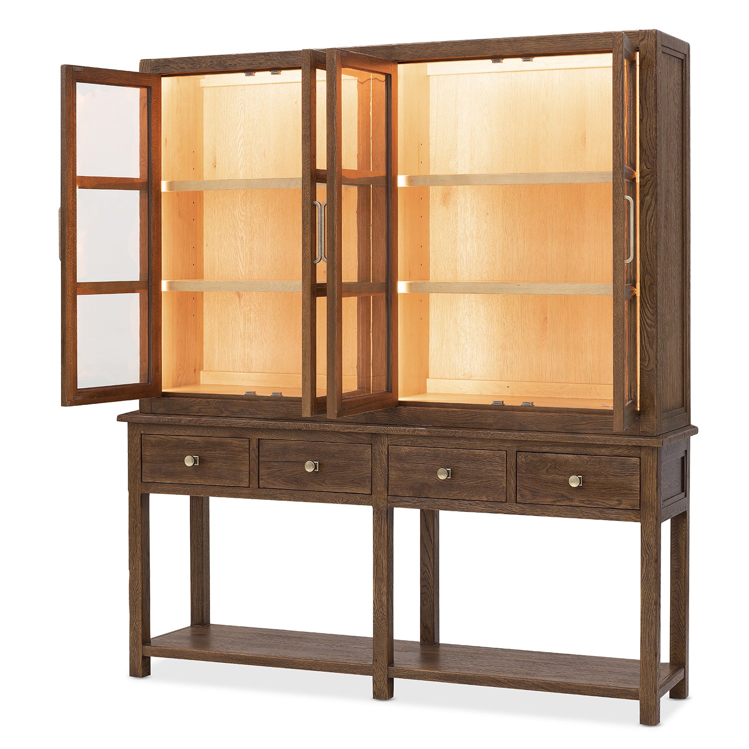 Hooker Furniture Driftwood Worn Saddle Display Sideboard