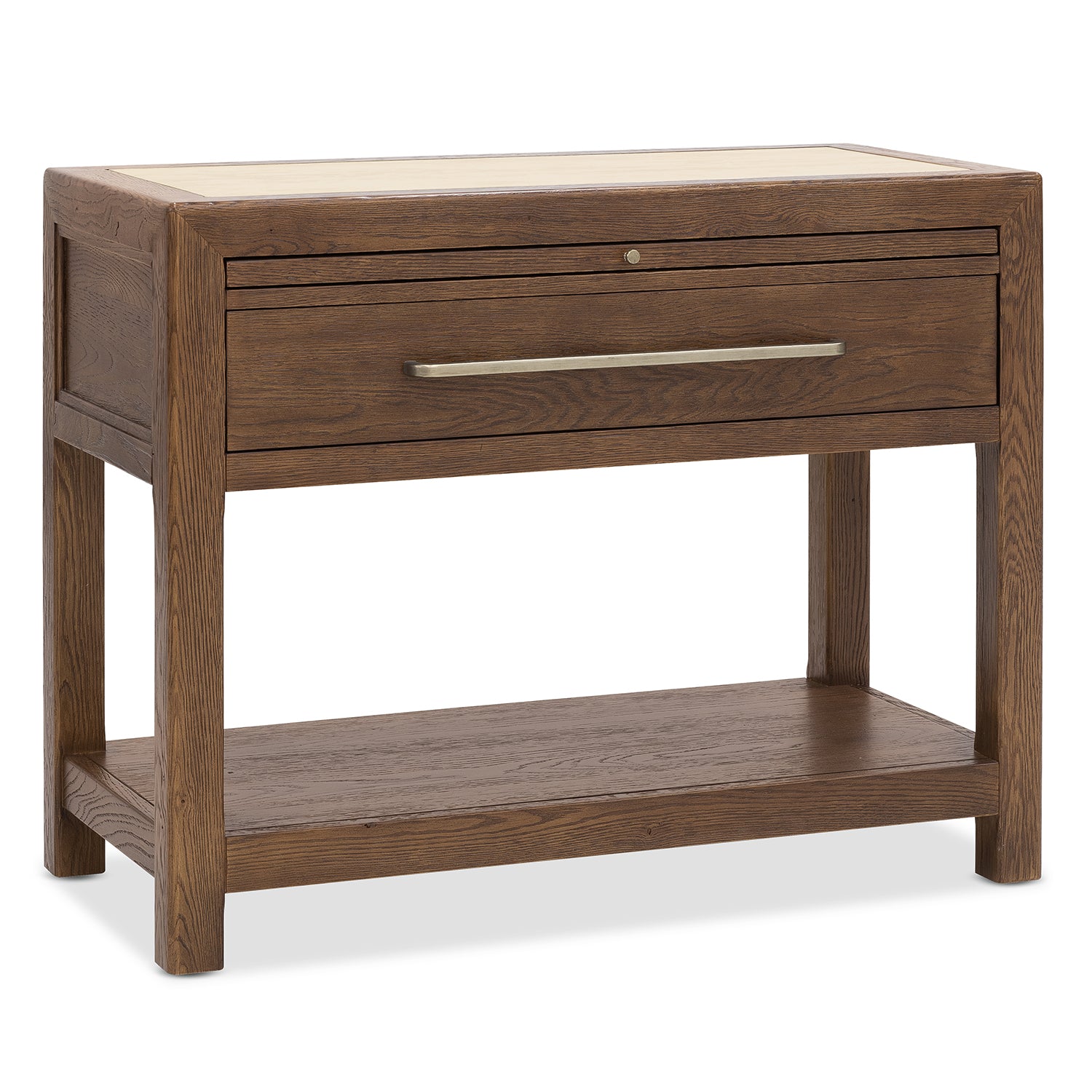 Hooker Furniture Driftwood Worn Saddle One-Drawer Nightstand with Stone