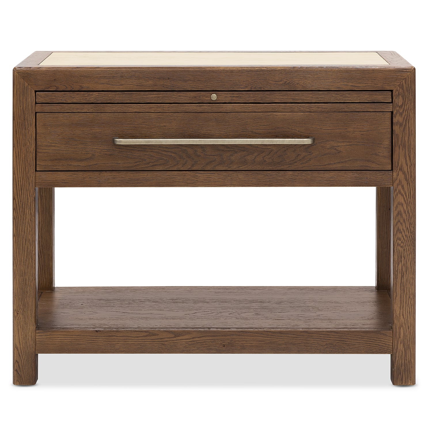 Hooker Furniture Driftwood Worn Saddle One-Drawer Nightstand with Stone
