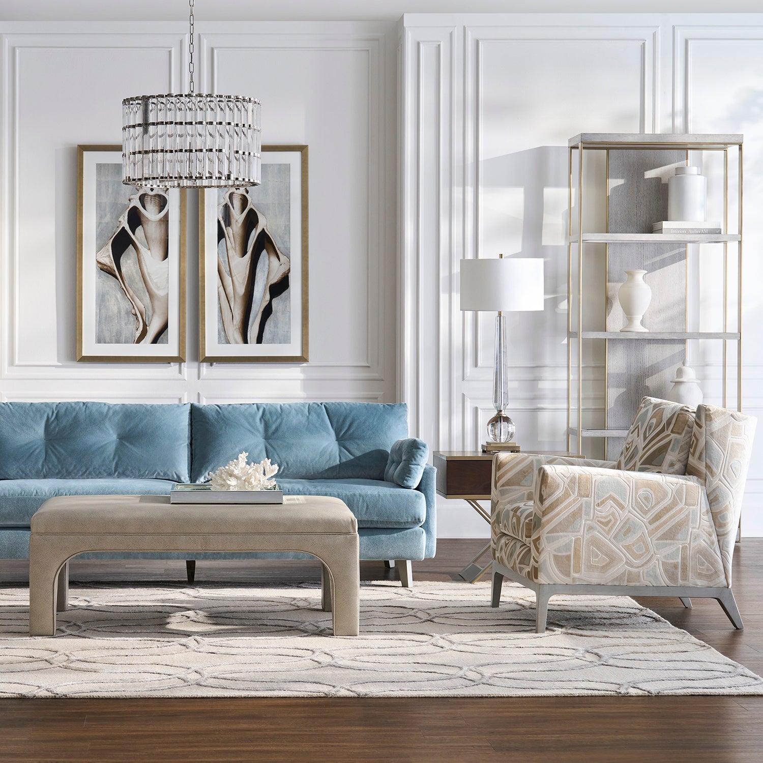 Libby Langdon Wesley Sheer Dove Etagere finish detail