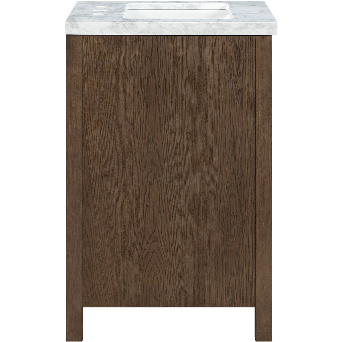 Soren 24in Brown Genuine Carrara Marble Cane And Solid Wood Bathroom Vanity
