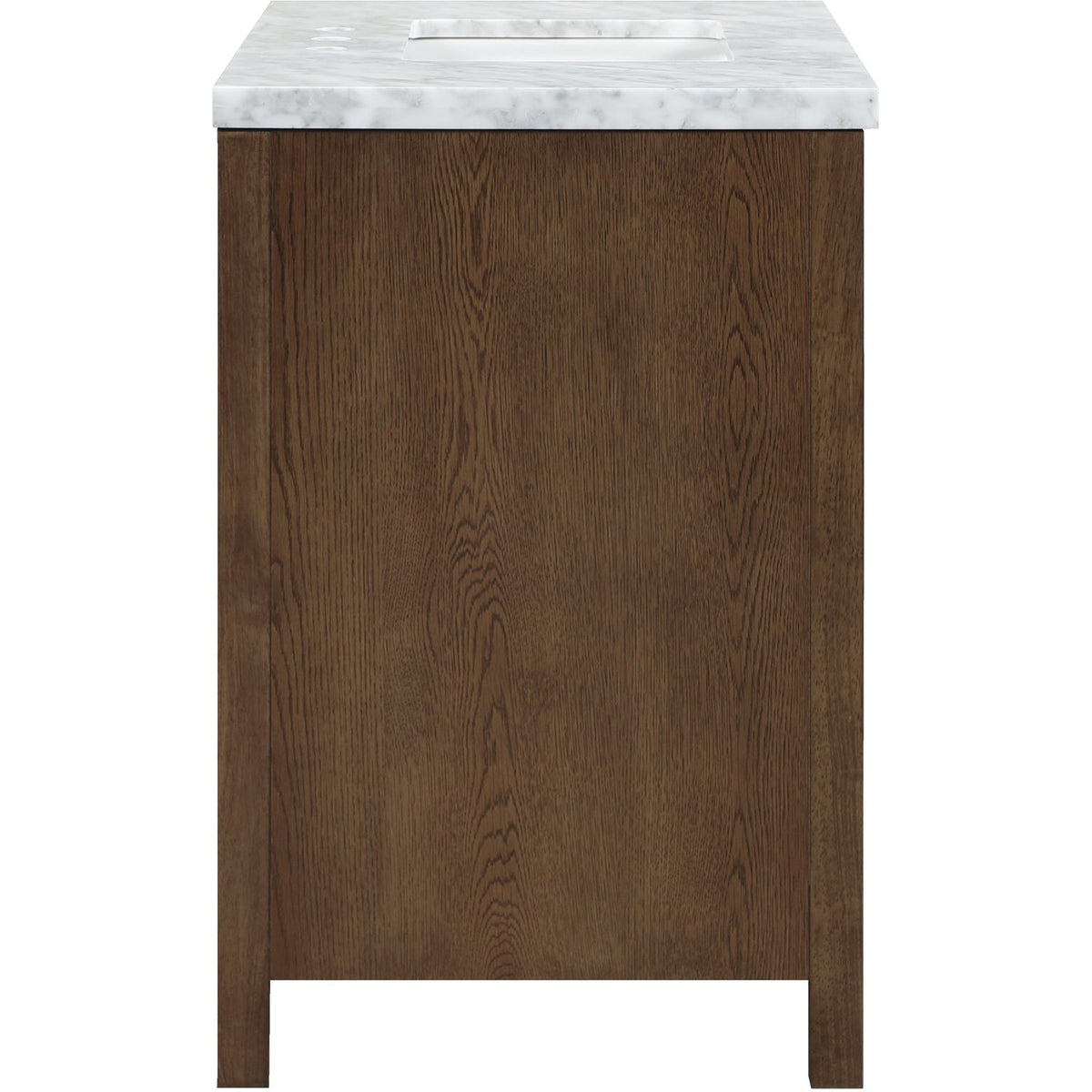 Soren 36in Brown Genuine Carrara Marble Cane And Solid Wood Bathroom Vanity