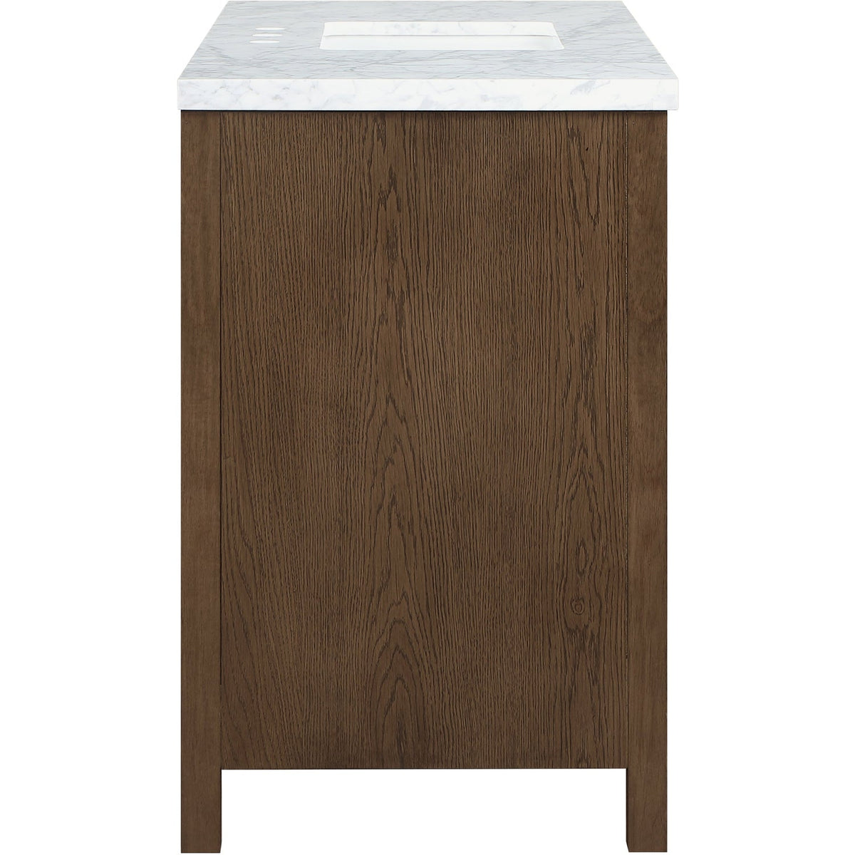Soren 48in Brown Genuine Carrara Marble Cane And Solid Wood Bathroom Vanity