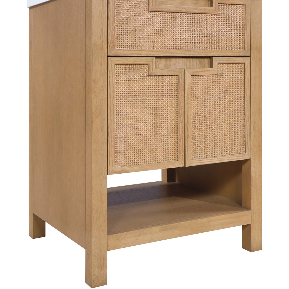 Soren 24in Natural Engineered Stone Cane And Solid Wood Bathroom Vanity