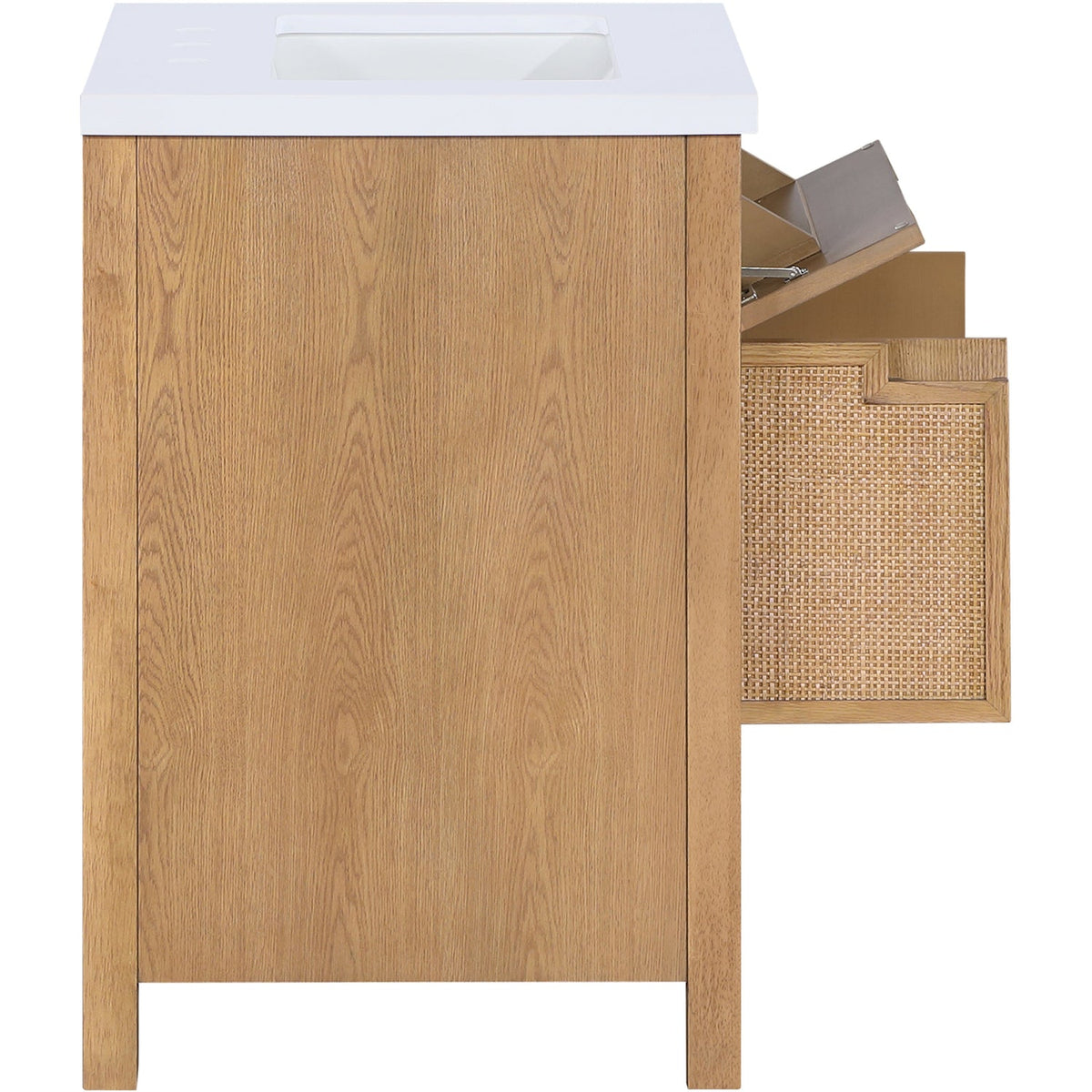 Soren 24in Natural Engineered Stone Cane And Solid Wood Bathroom Vanity
