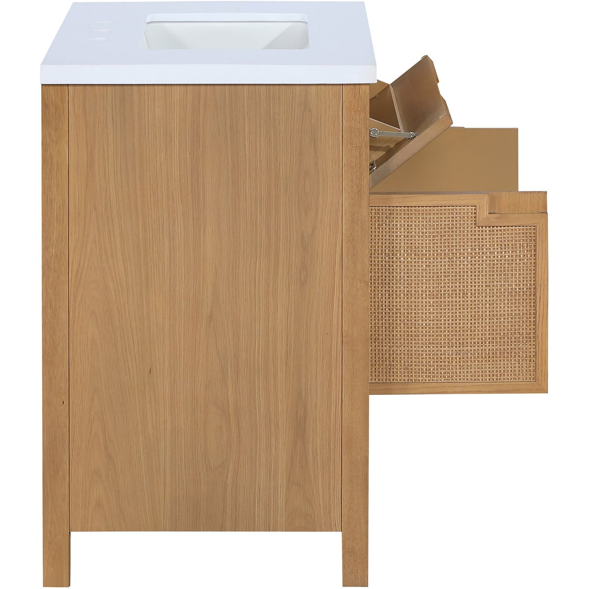Soren 30in Natural Engineered Stone Cane And Solid Wood Bathroom Vanity