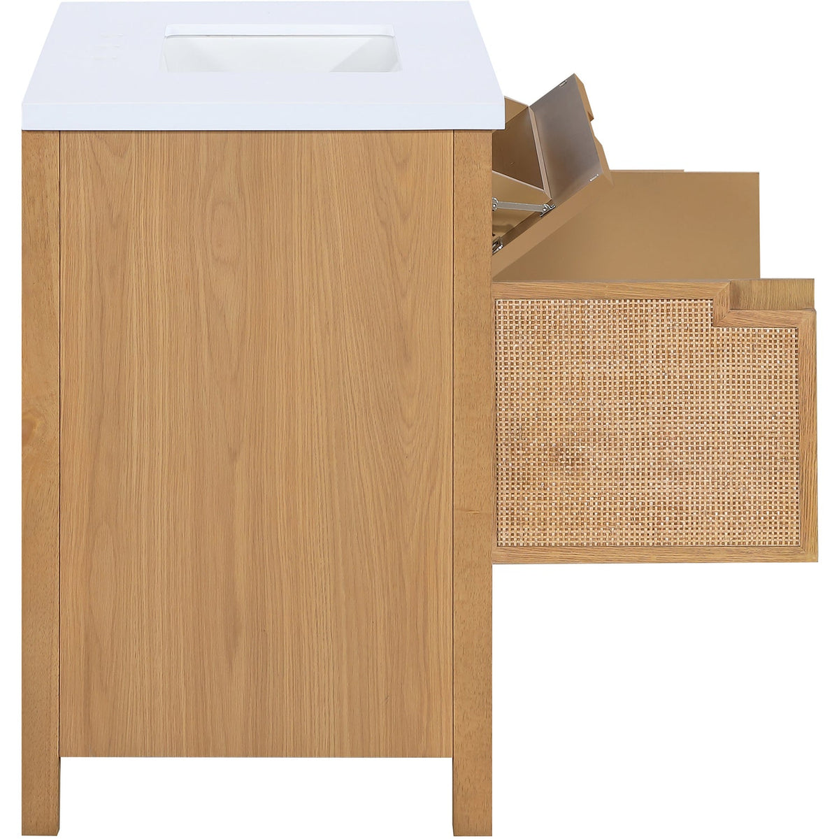 Soren 36in Natural Engineered Stone Cane And Solid Wood Bathroom Vanity
