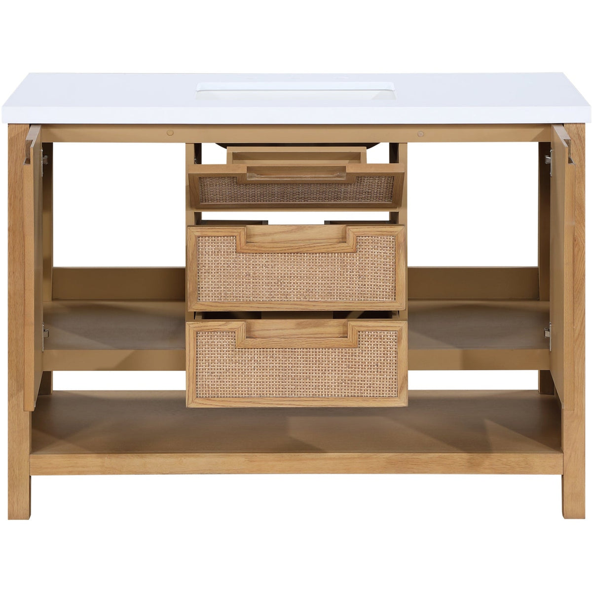 Soren 48in Natural Engineered Stone Cane And Solid Wood Bathroom Vanity