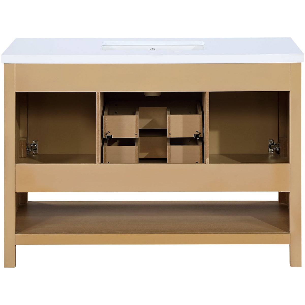 Soren 48in Natural Engineered Stone Cane And Solid Wood Bathroom Vanity