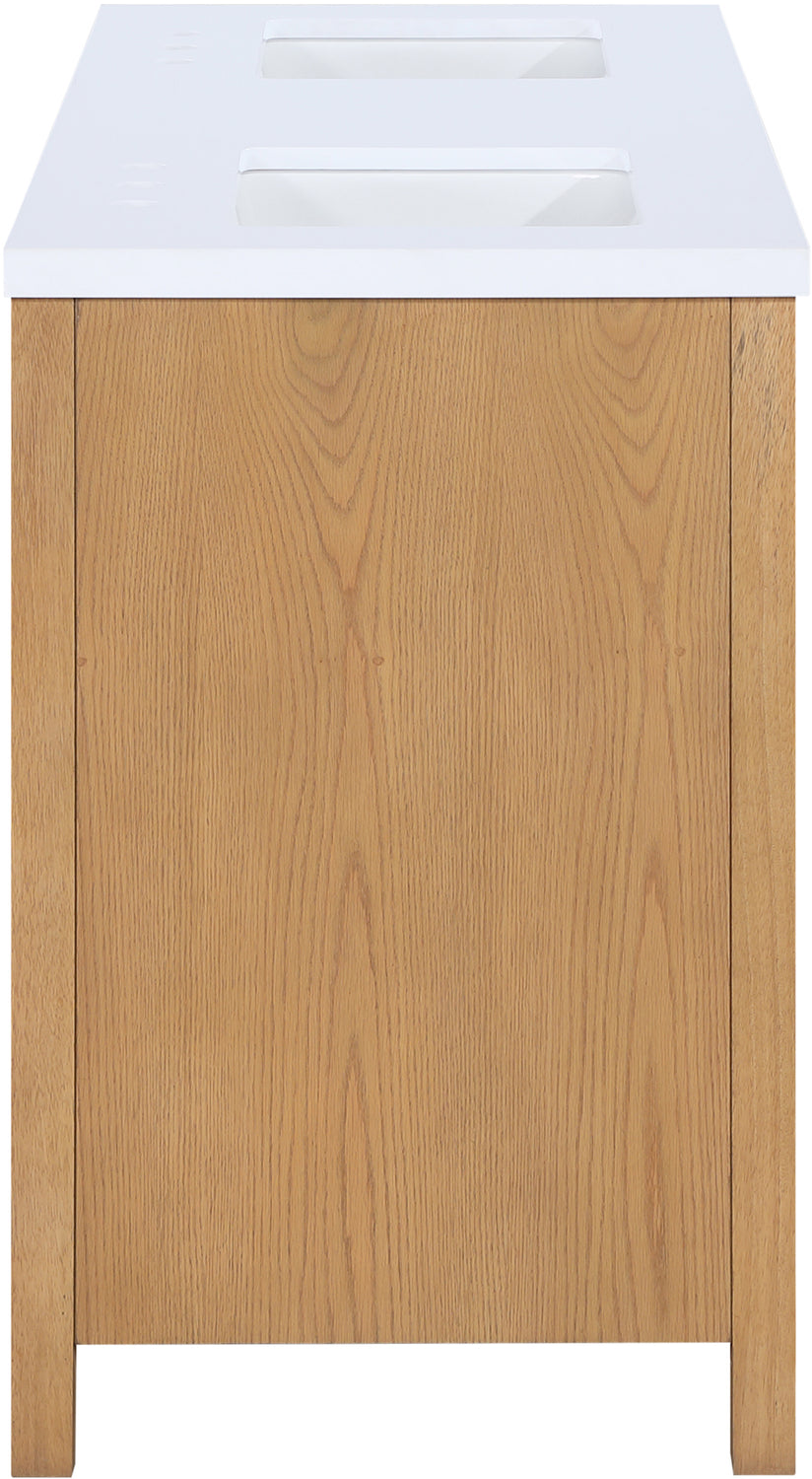 Soren 60in Natural Engineered Stone Cane And Solid Wood Bathroom Vanity
