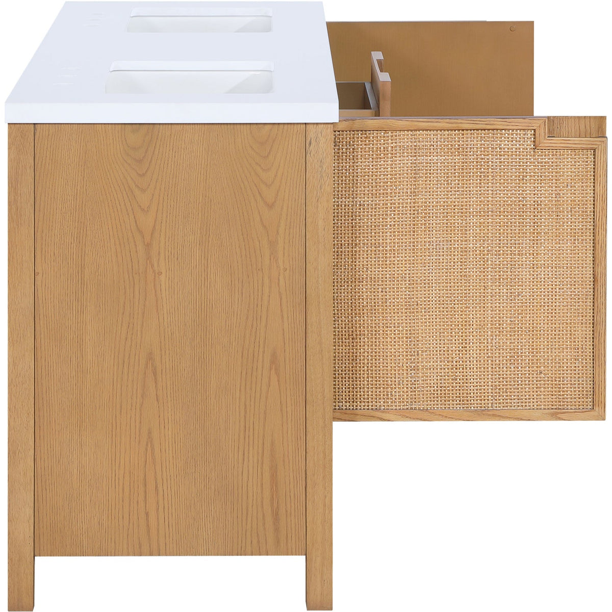Soren 60in Natural Engineered Stone Cane And Solid Wood Bathroom Vanity