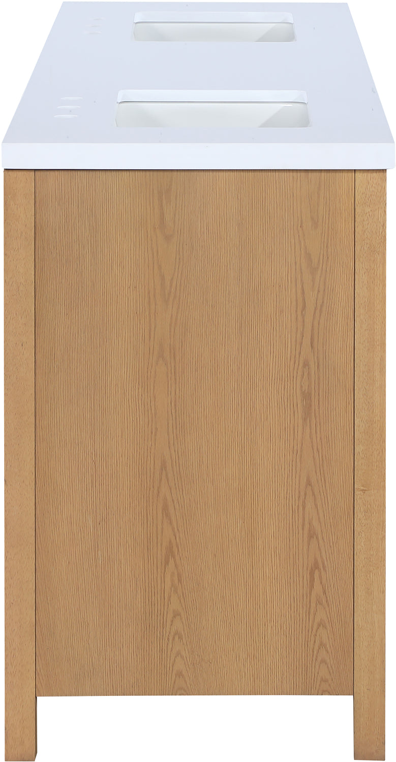 Soren 72in Natural Engineered Stone Cane And Solid Wood Bathroom Vanity