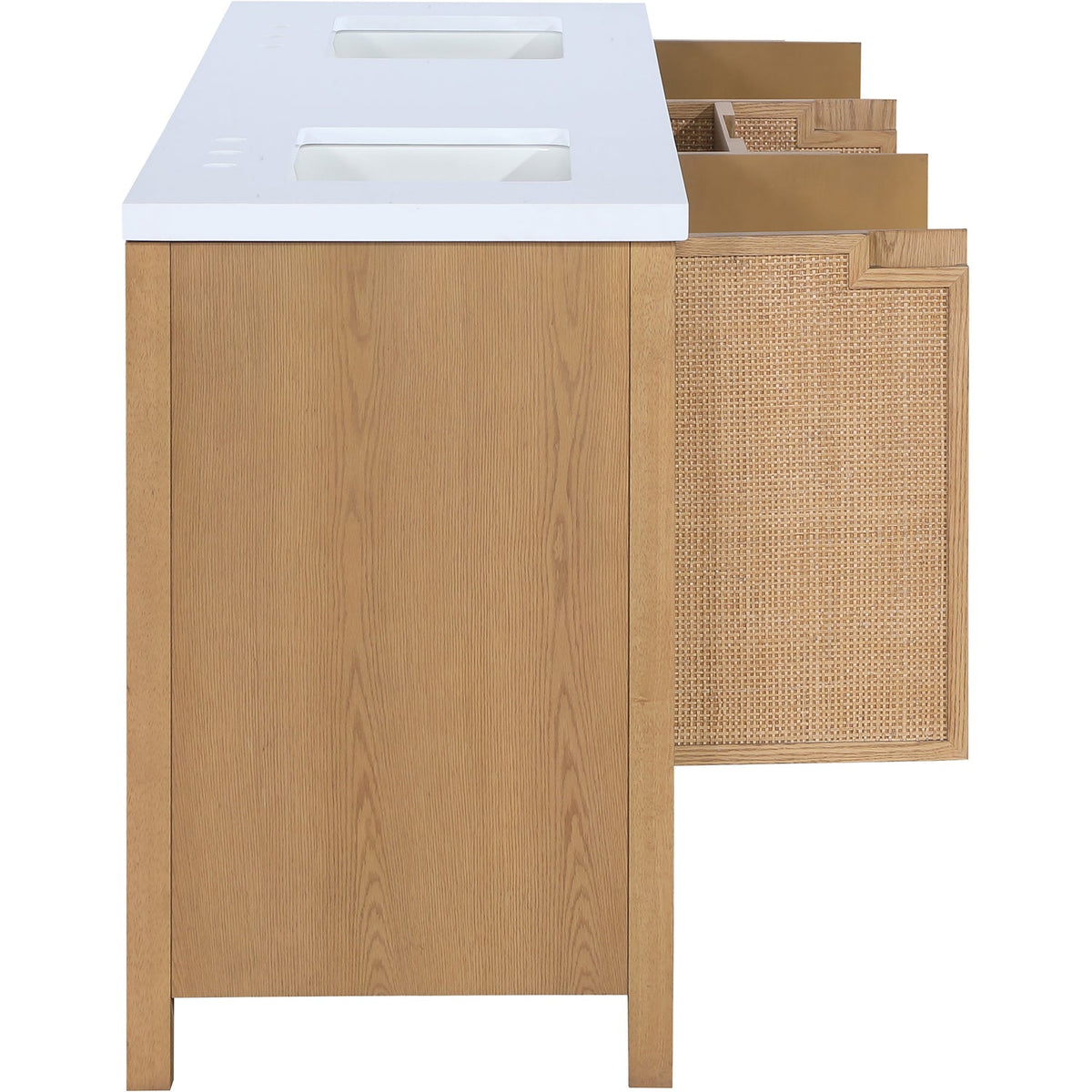 Soren 72in Natural Engineered Stone Cane And Solid Wood Bathroom Vanity
