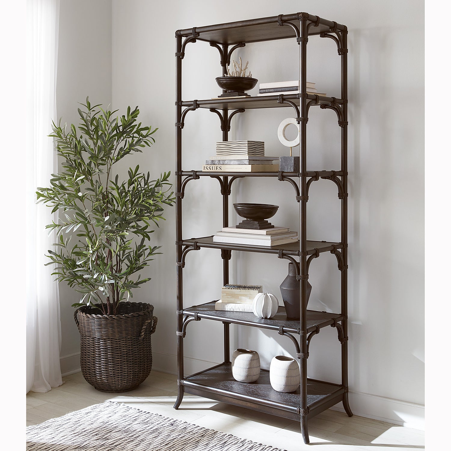 Hooker Furniture Retreat Pole Rattan Bookcase