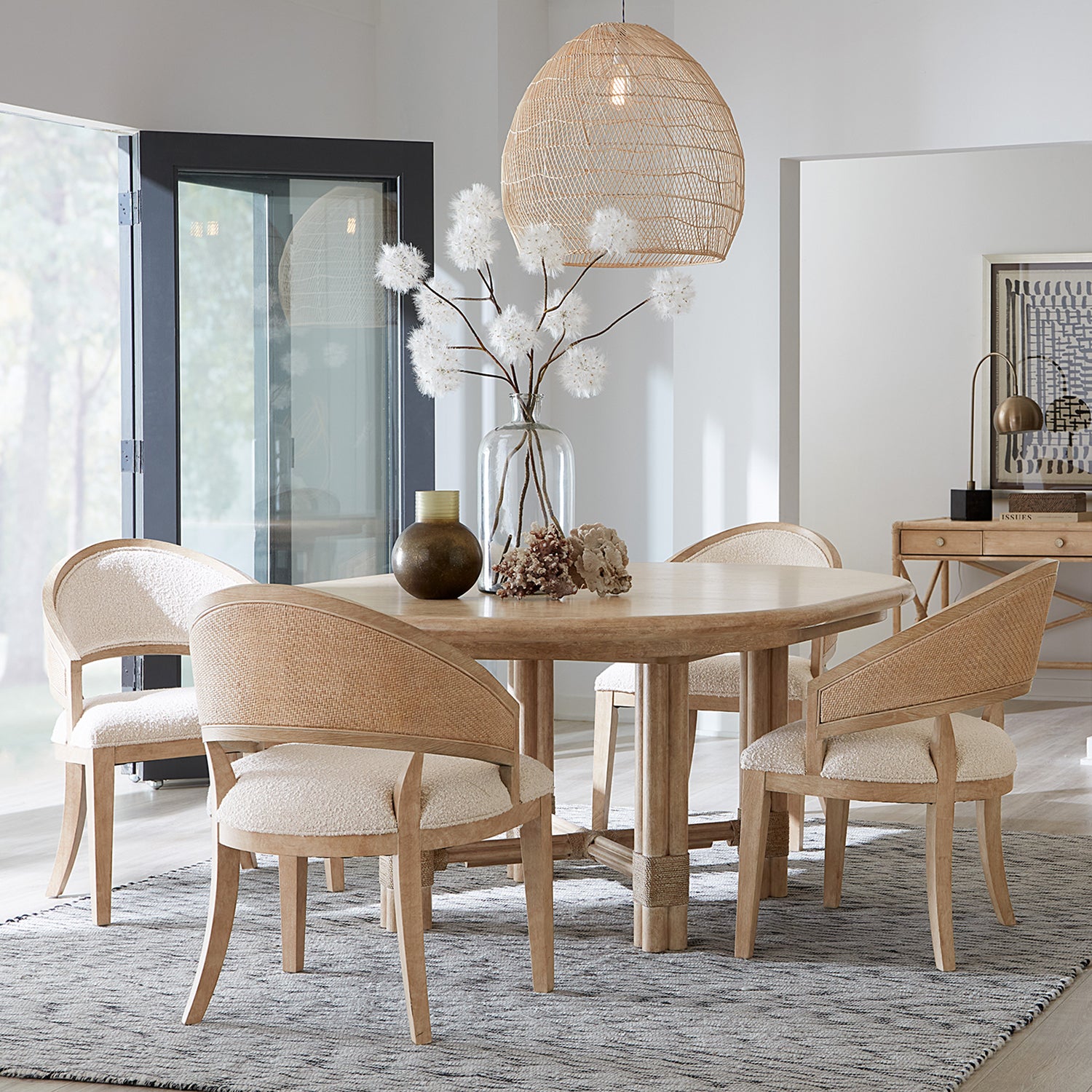 Hooker Furniture Retreat Pole Rattan Round Dining Table