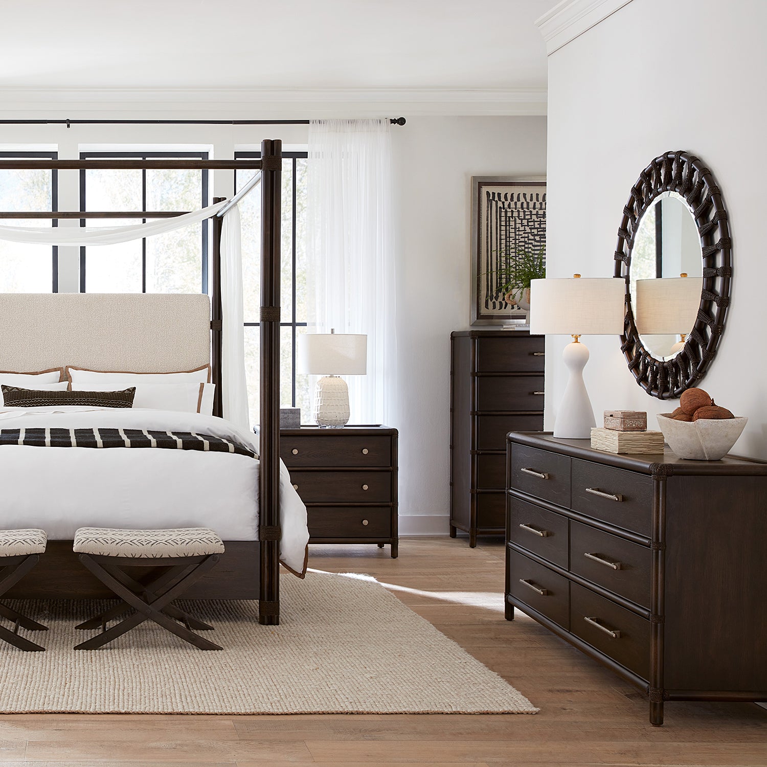 Hooker Furniture Retreat Pole Rattan Accent Mirror