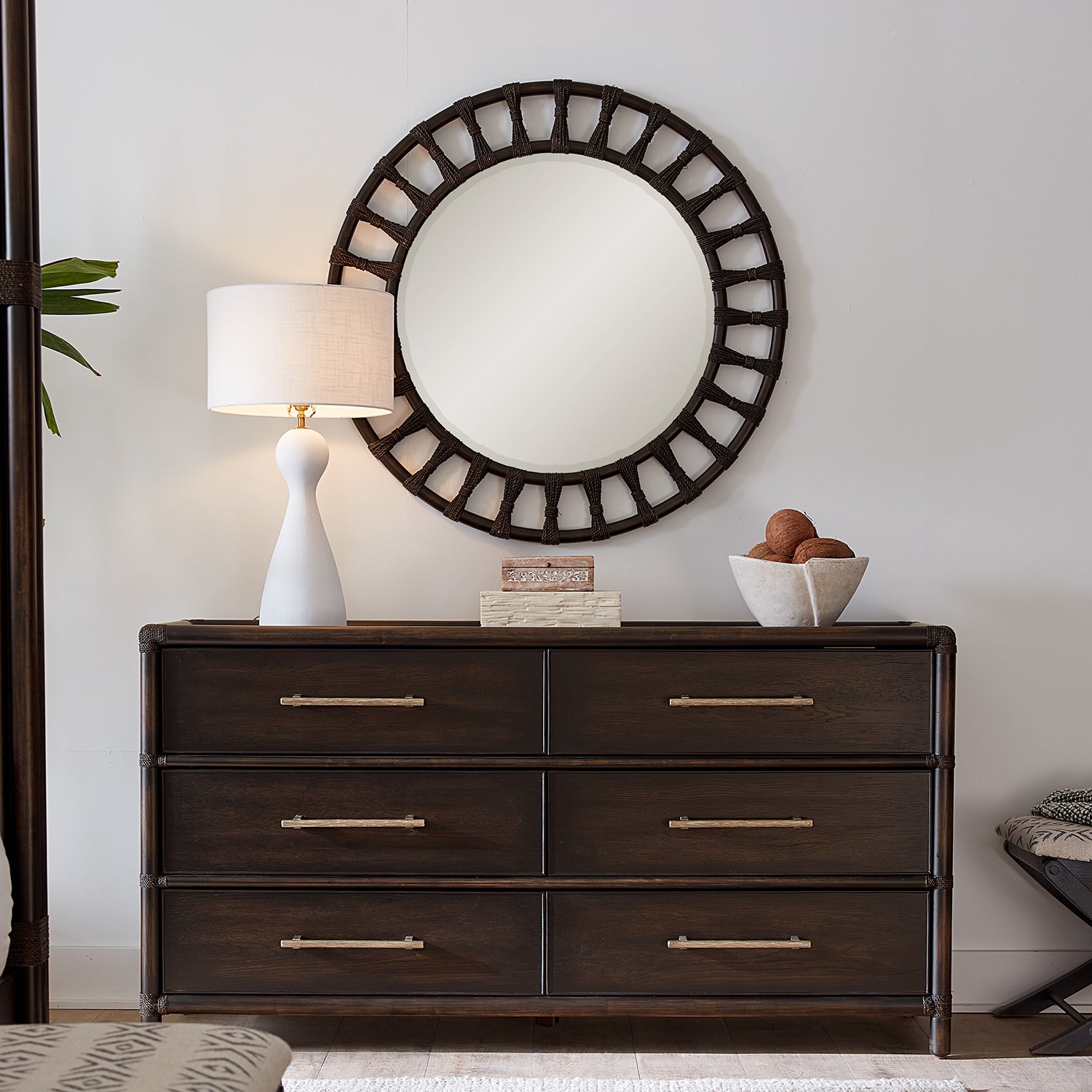 Hooker Furniture Retreat Pole Rattan Accent Mirror