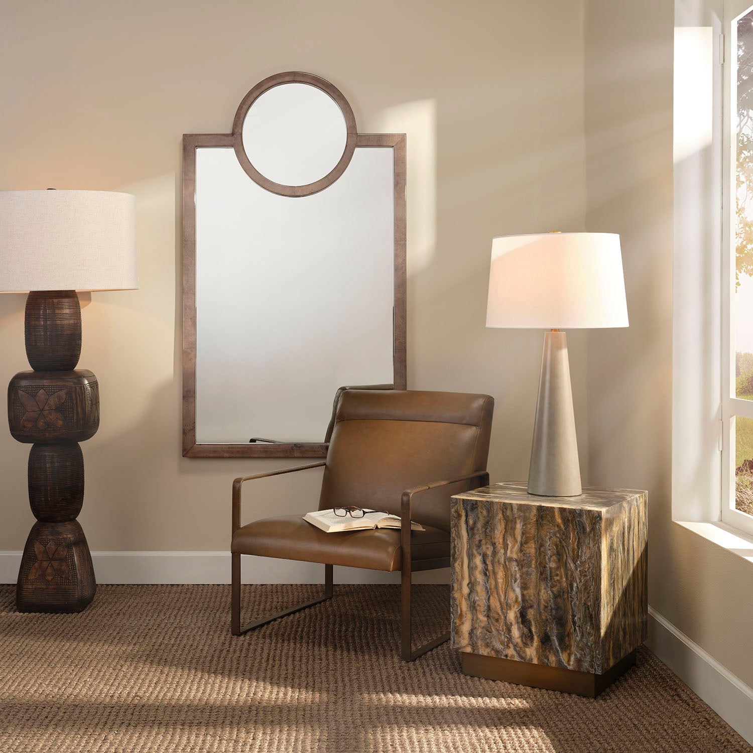 Jamie Young Keystone Dove Ash Grey Vellum Wall Mirror