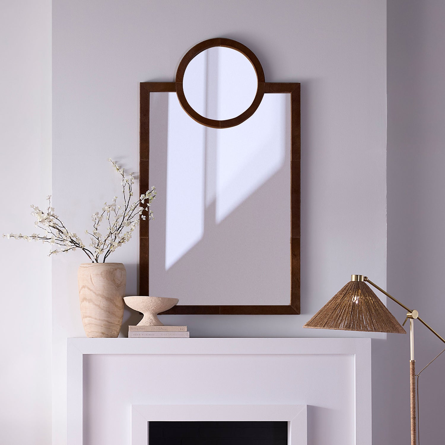 Jamie Young Keystone Saddle Hide Wall Mirror