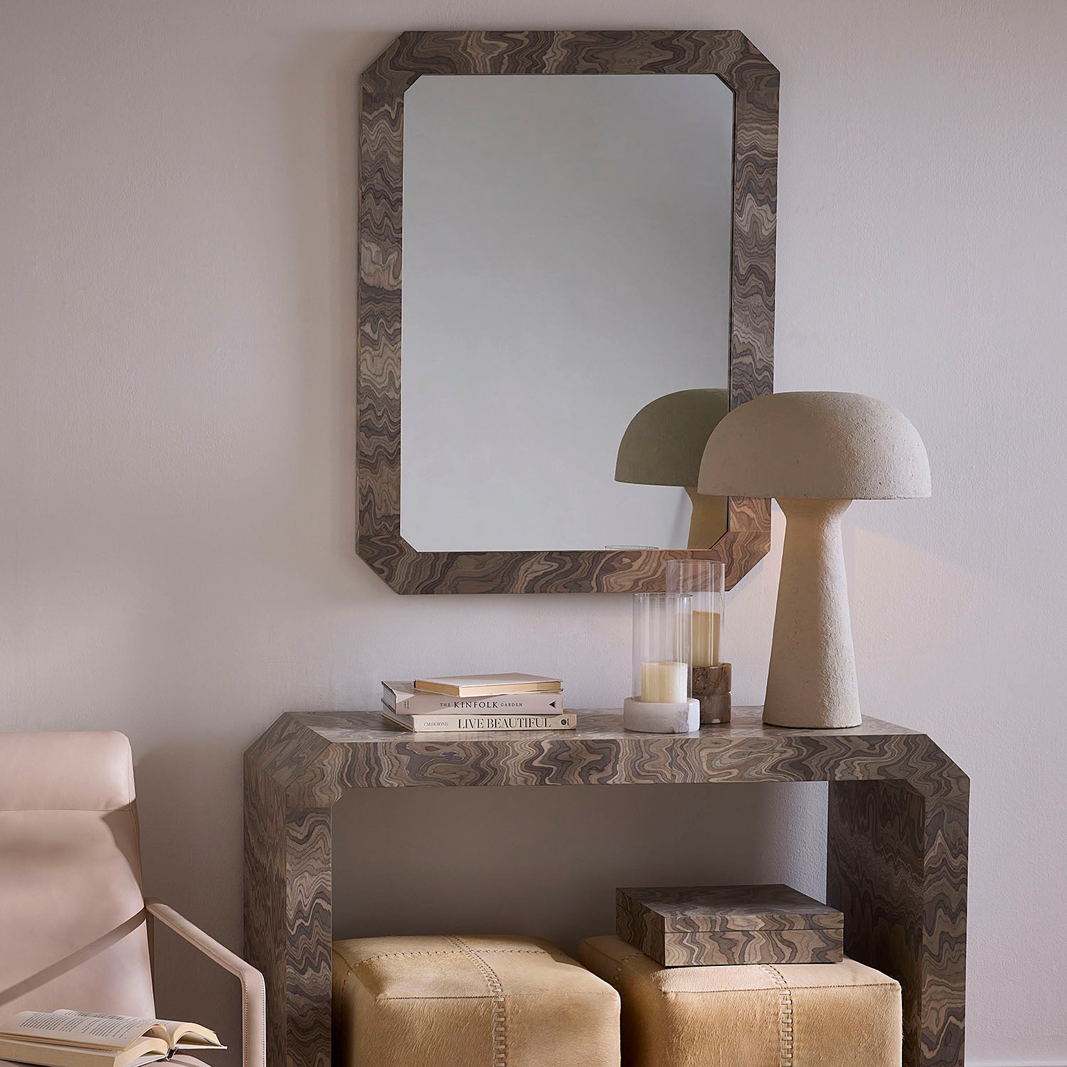 Jamie Young Ravine Sand Grey Veneer Wall Mirror
