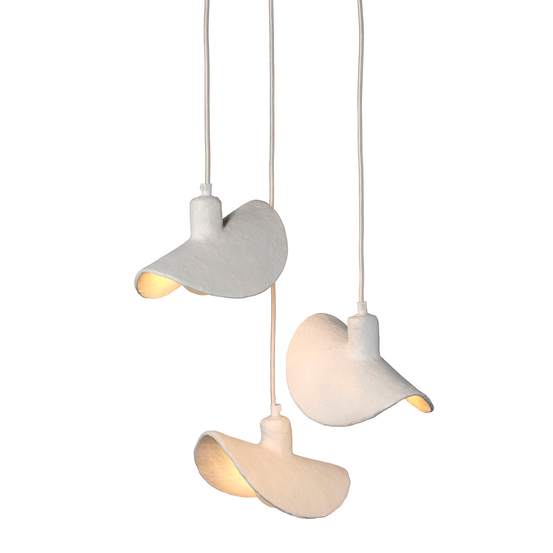 Jamie Young Slope Paper Mache Matte White 3-Light Chandelier