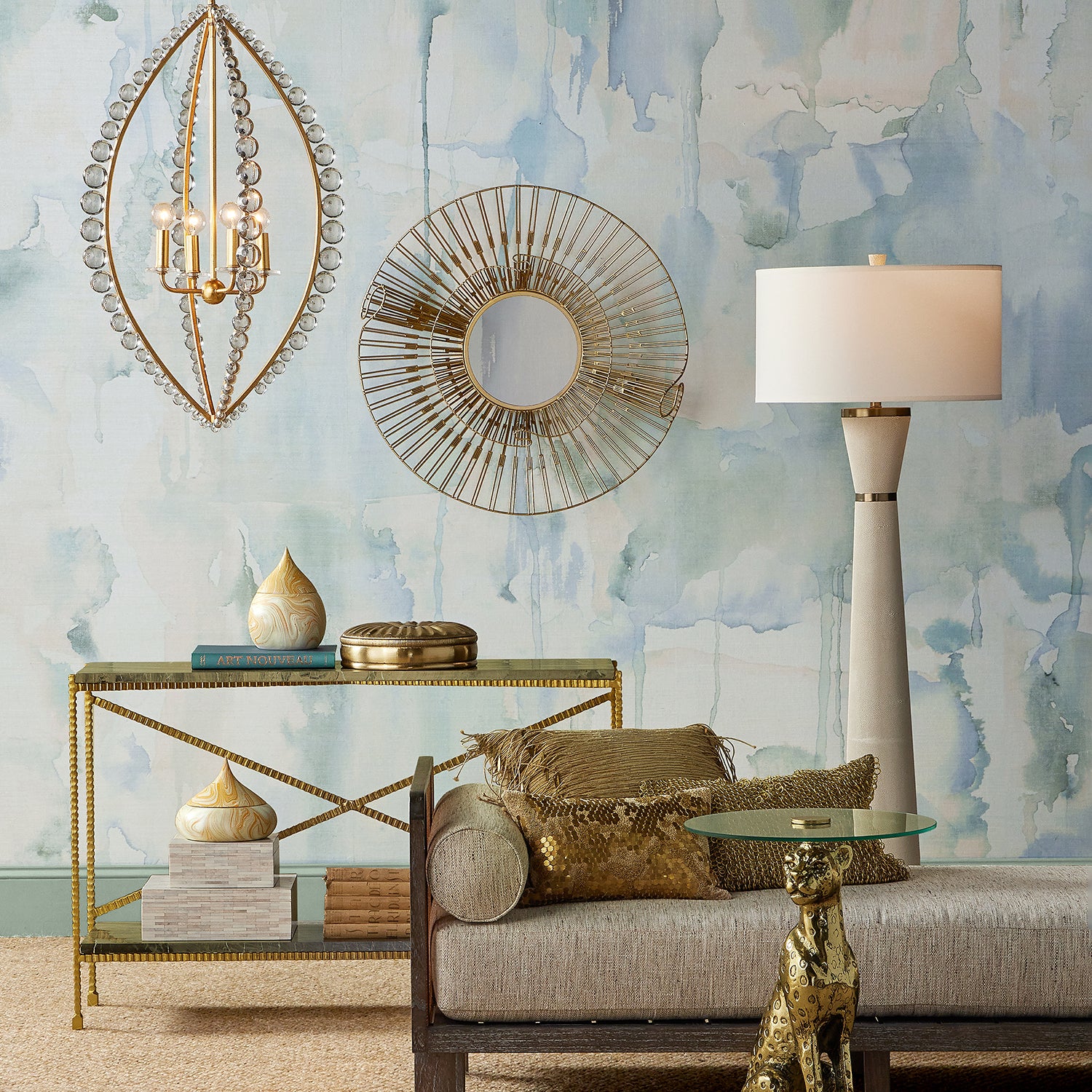 Currey & Co Celebes Calcutta Linen Settee
