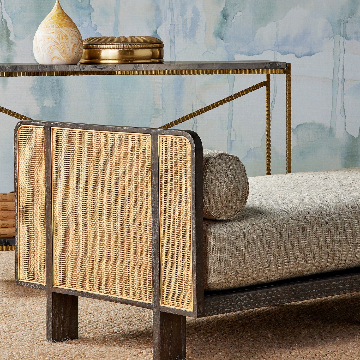 Currey & Co Celebes Calcutta Linen Settee