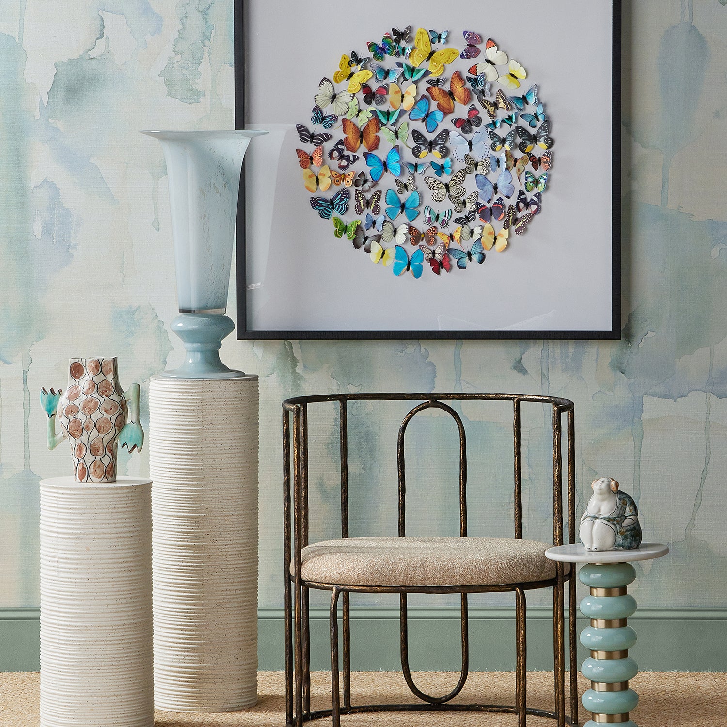 Currey & Co Euclid Boucle Seashell Chair