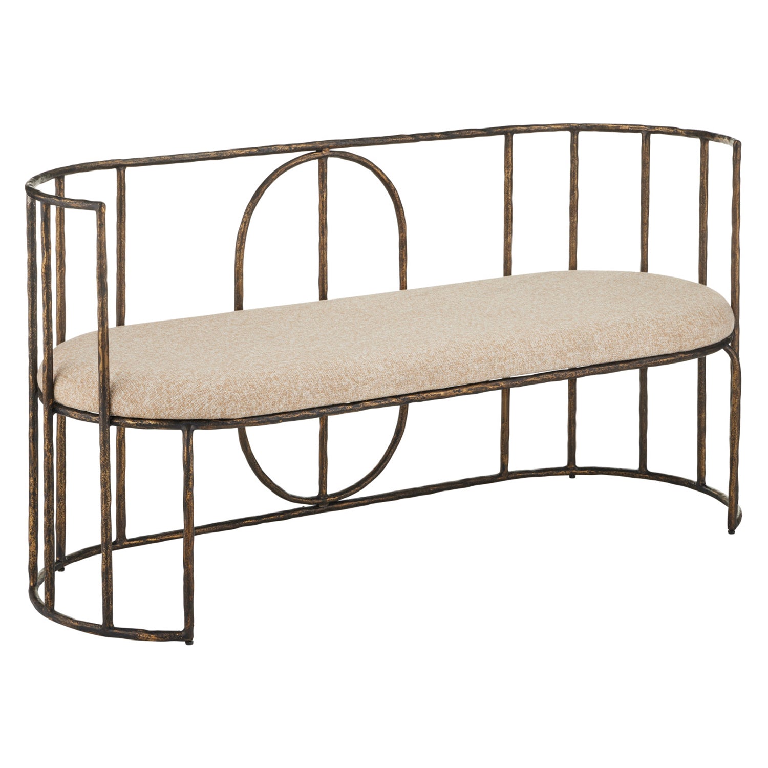 Currey & Co Euclid Boucle Seashell Bench