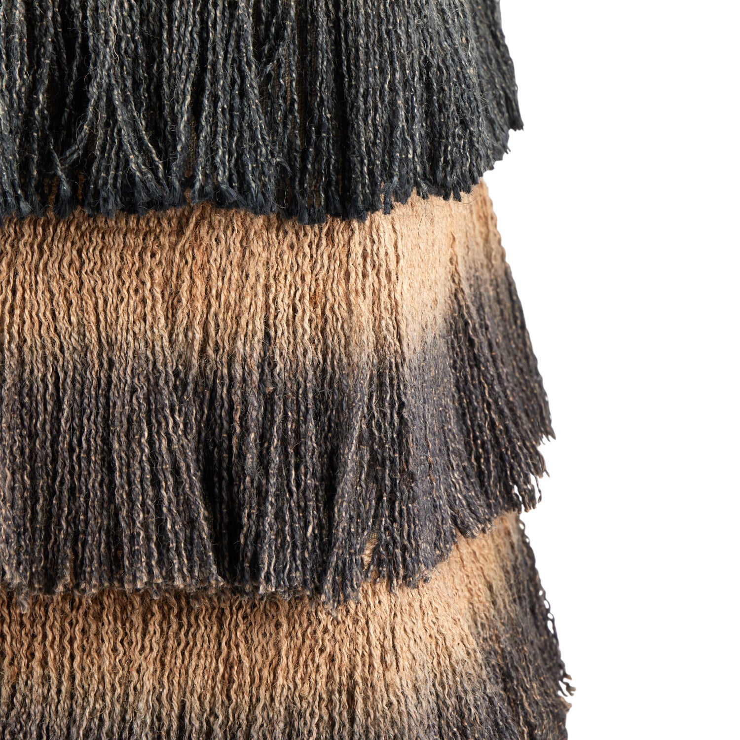 Currey & Co Jute Black Fringe Ottoman