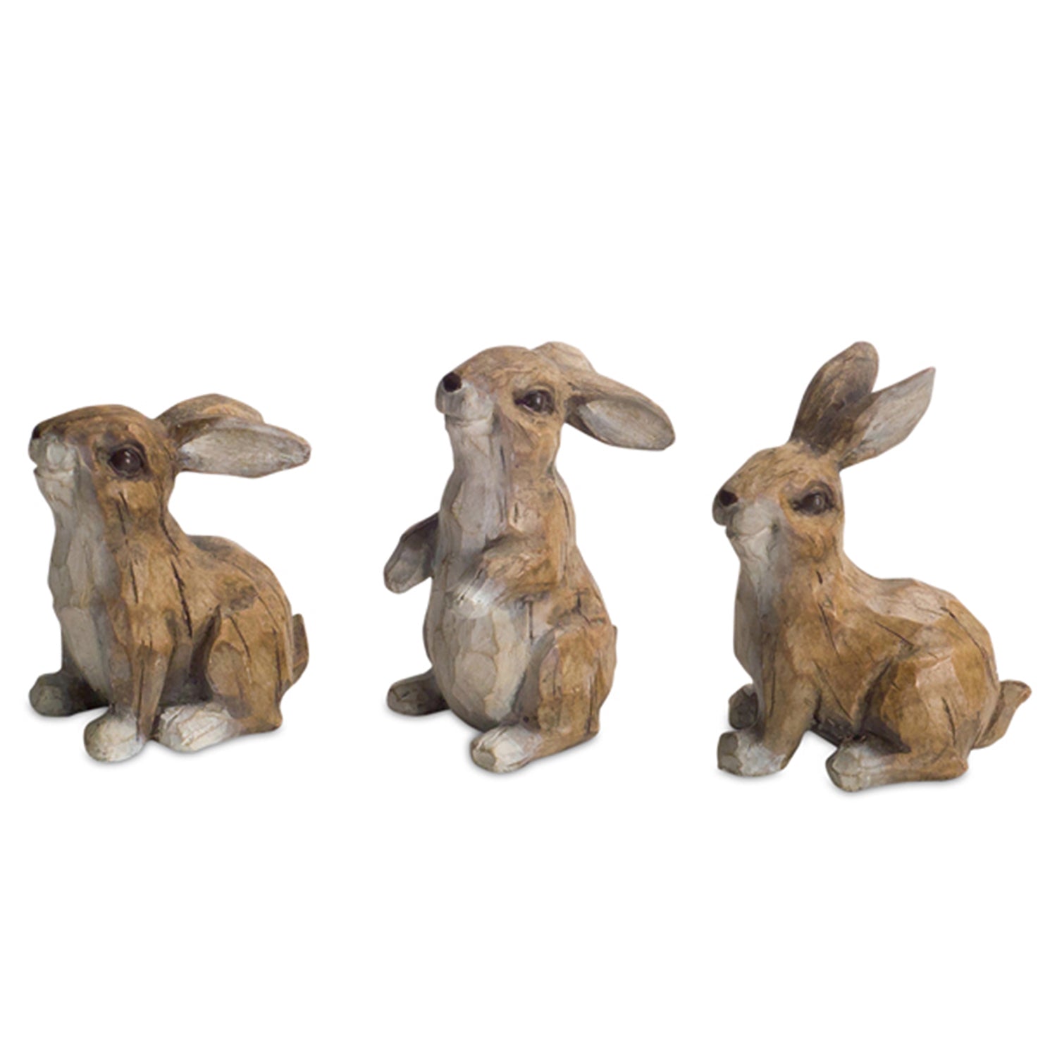 Carved Stone Garden Rabbit Figurine Set of 6