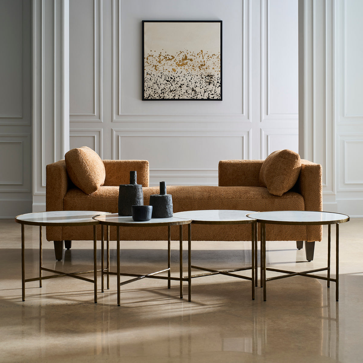 Fairfield Chair Sundries Carrara Marble Bunching Cocktail Table Set