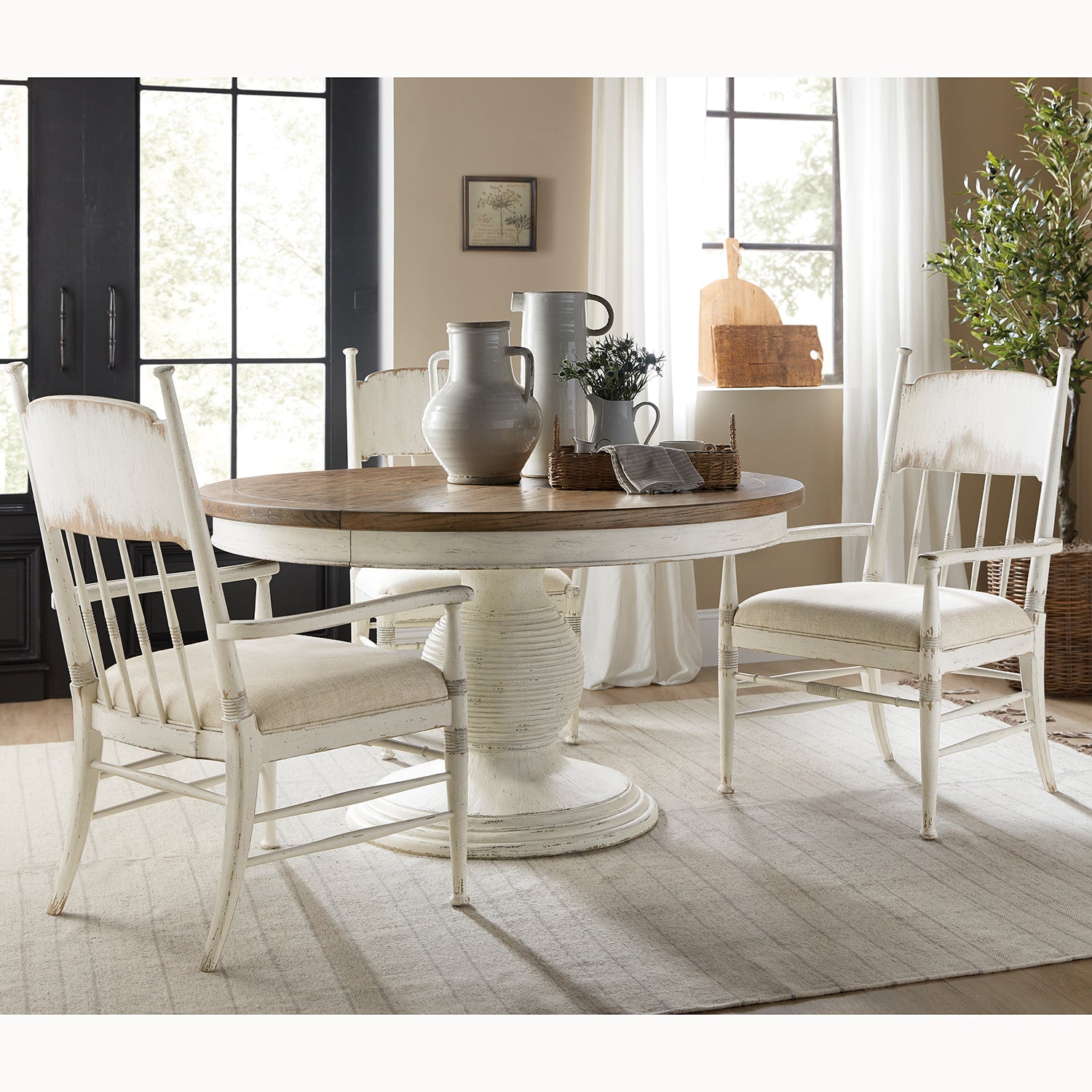 Hooker Furniture Americana Upholstered Seat Arm Chair Set of 2