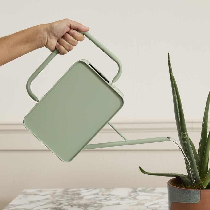 Region Watering Can, a seafoam metal home decor accent