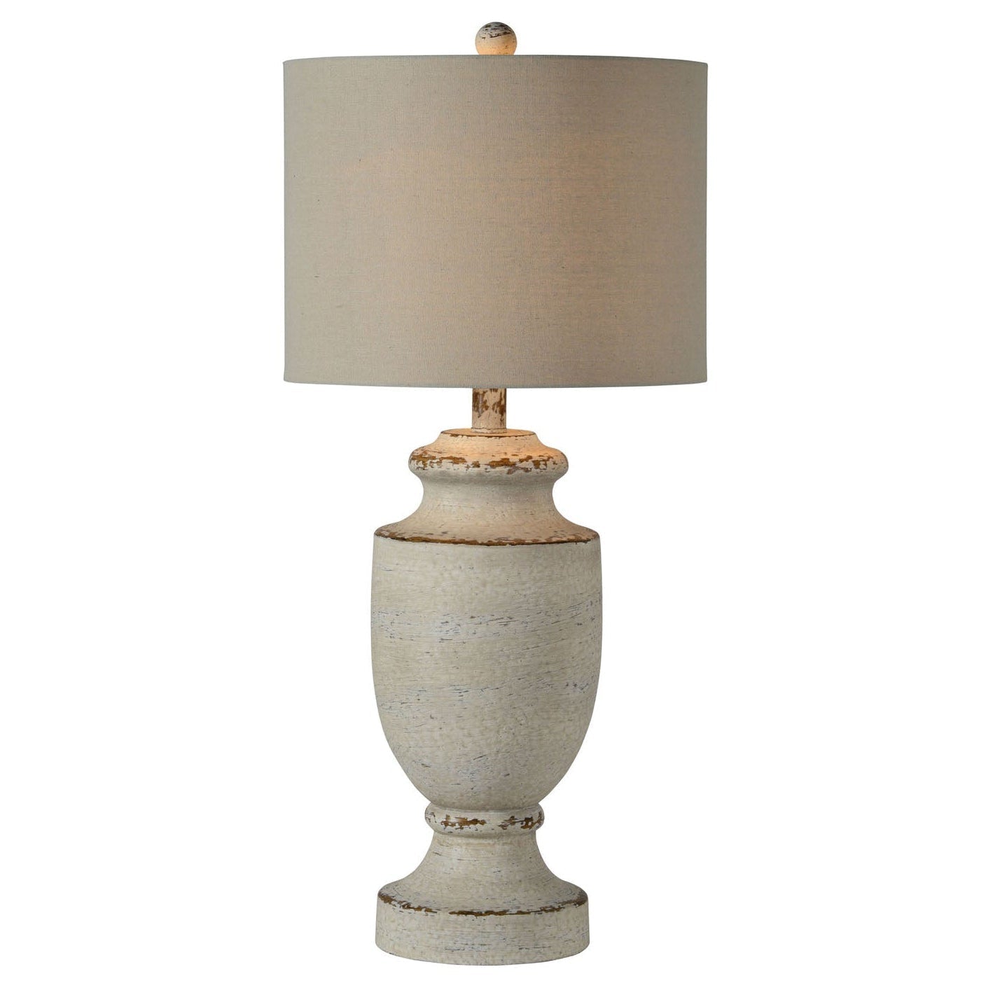 Forty West Barb Table Lamp, Distressed Whitewash Resin, front view