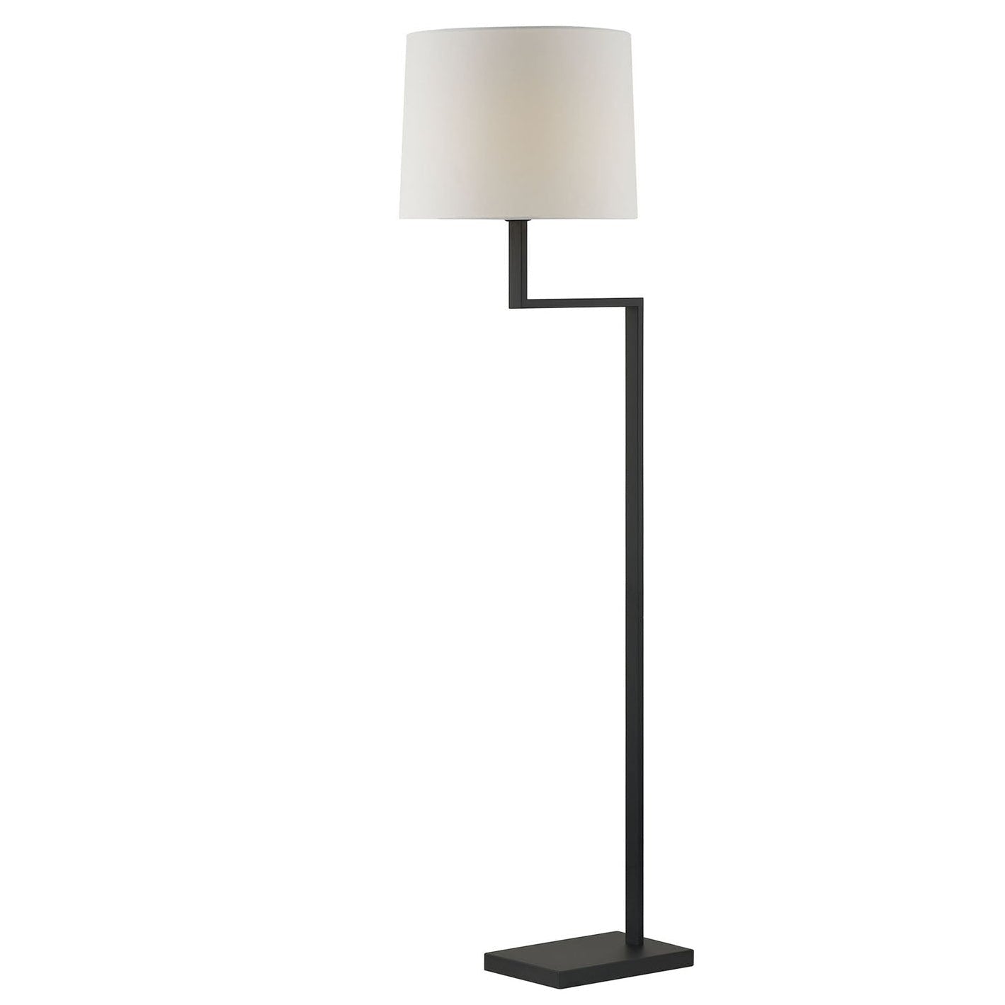 Forty West Mason Floor Lamp with geometric black metal frame and white linen shade, full front view