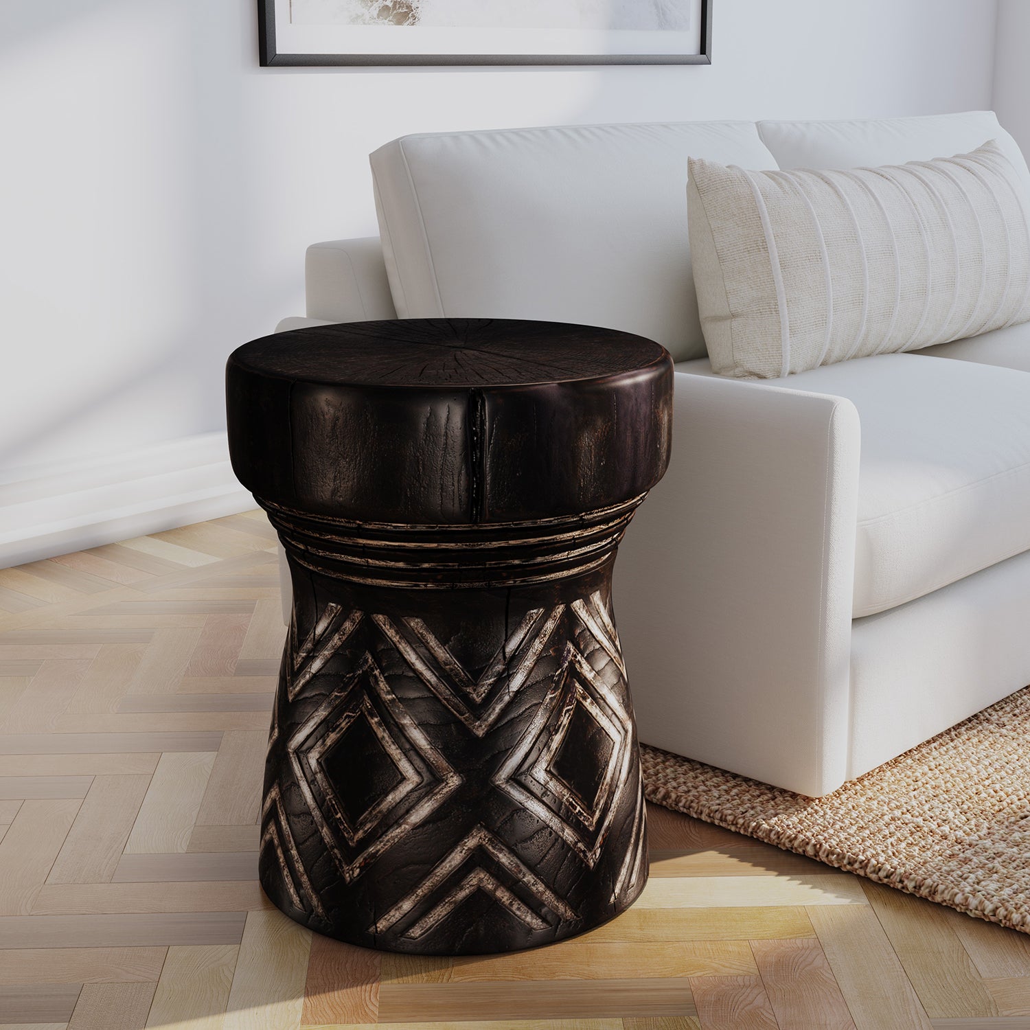 Hooker Furniture Commerce & Market Carved Stump Side Table