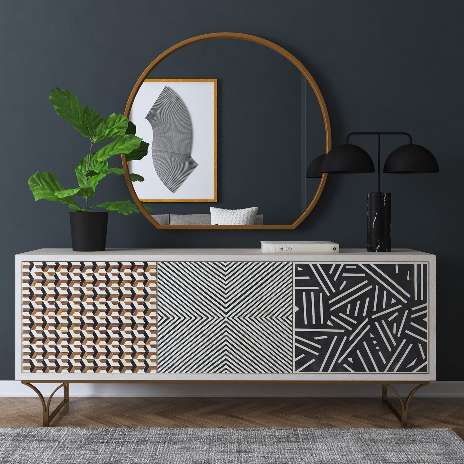 Hooker Furniture Commerce & Market Jaiden Three Door Credenza