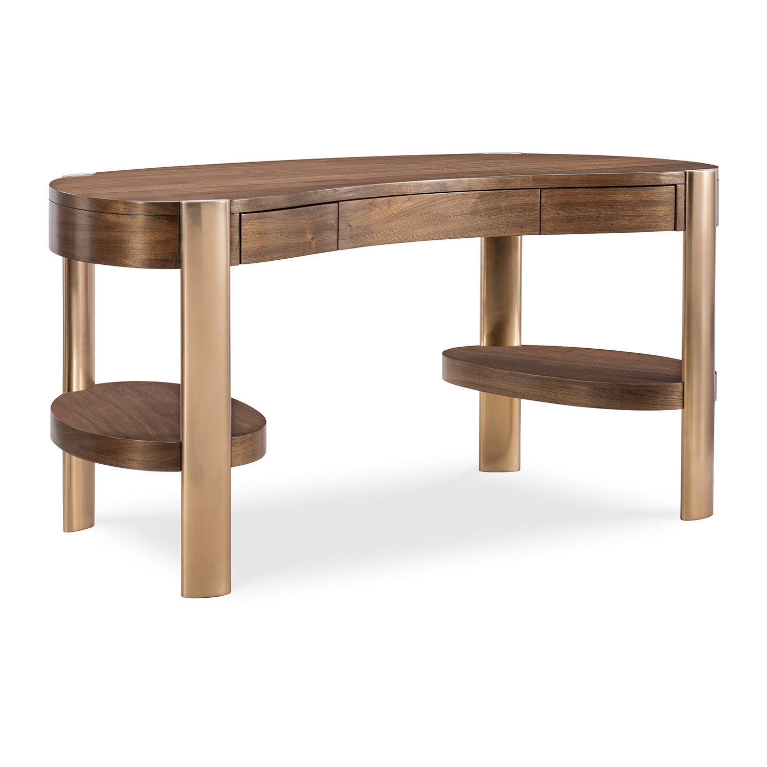 Hooker Furniture Eleana Writing Desk walnut writing desk, detail of the finish