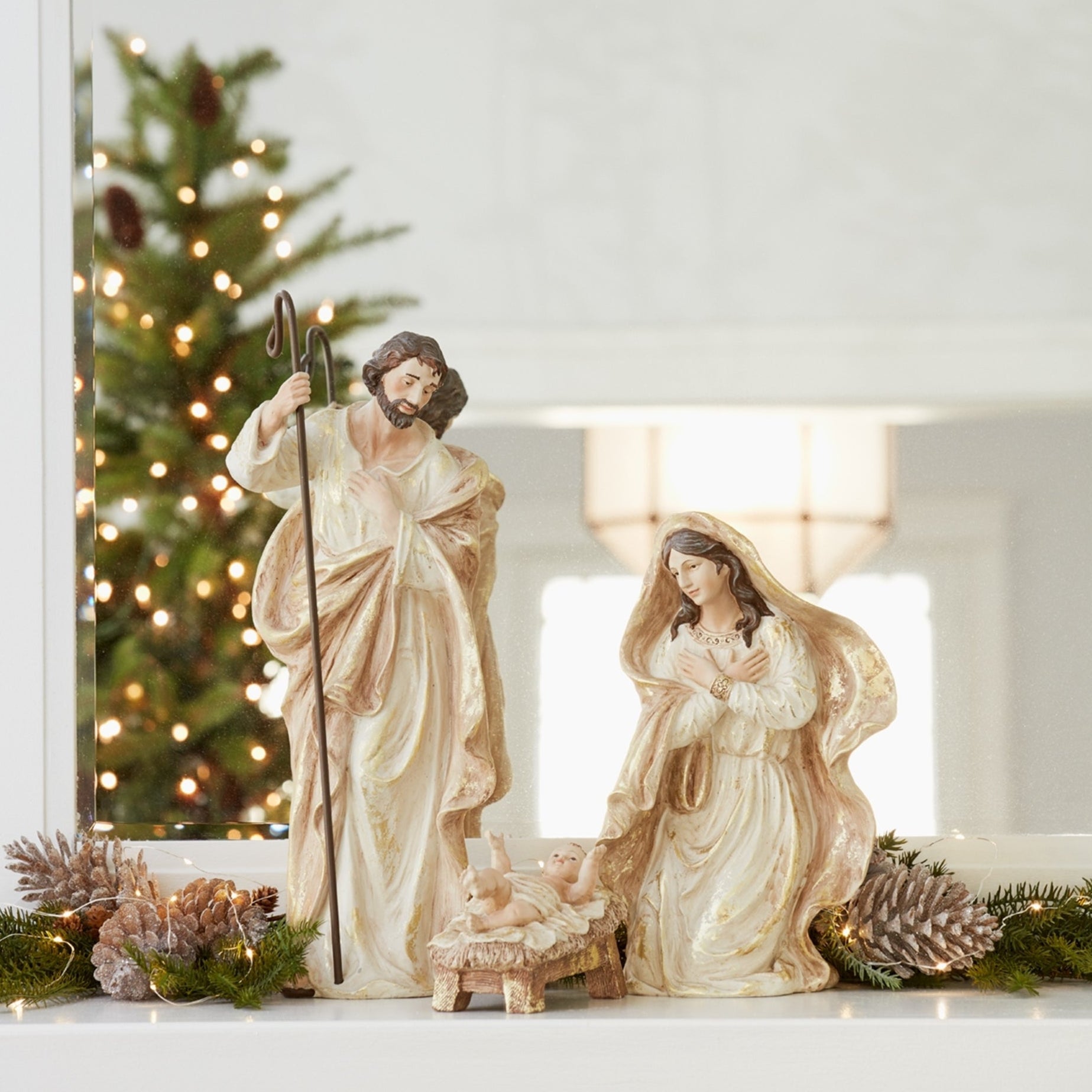 Nativity Holy Family Figurines Gold Set of 3